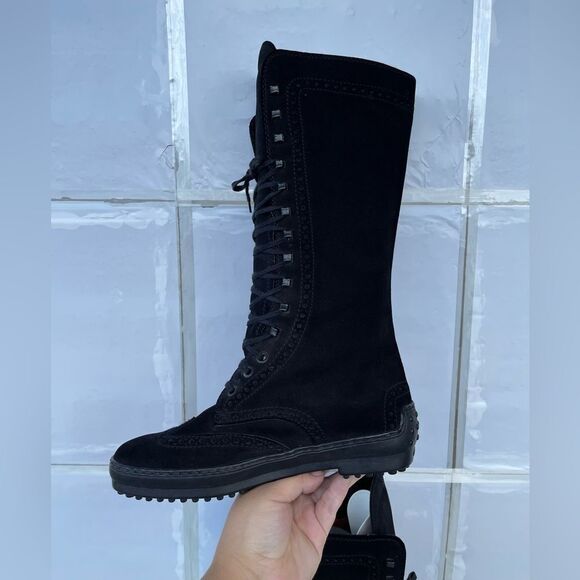 Tod's Gomminos combat moto style mid calf boots 6.5 - Picture 10 of 15